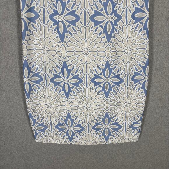 Talbots Dress 8P Cut Away Lace Floral White Shift Mod Periwinkle Church Easter - Picture 3 of 14